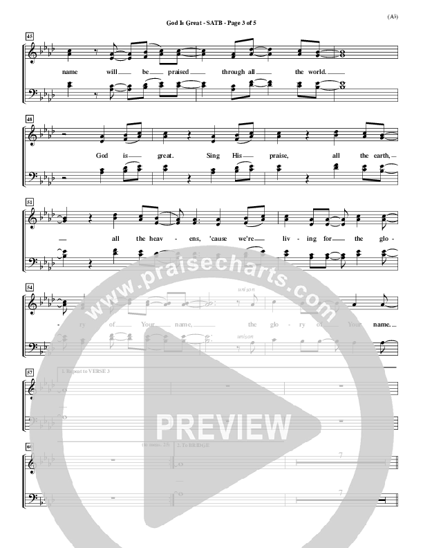 God Is Great Choir Sheet (SATB) (Marty Sampson)