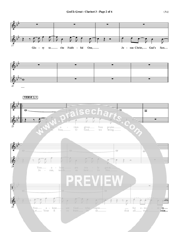 God Is Great Clarinet 3 (Marty Sampson)