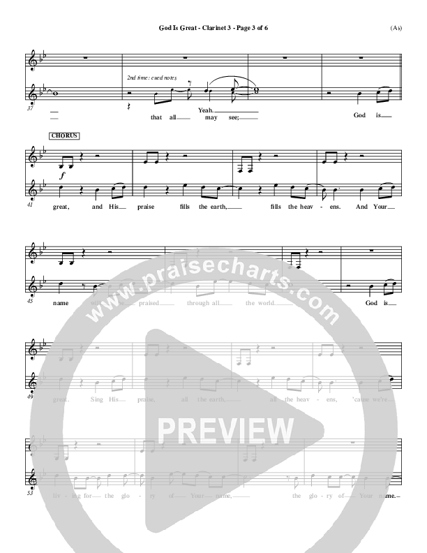 God Is Great Clarinet 3 (Marty Sampson)