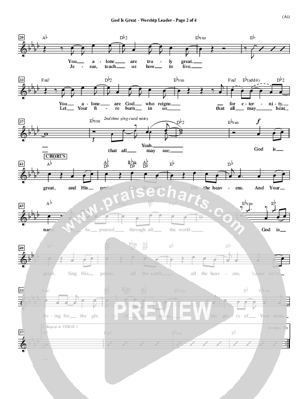 God Is Great Lead Sheet (Marty Sampson)