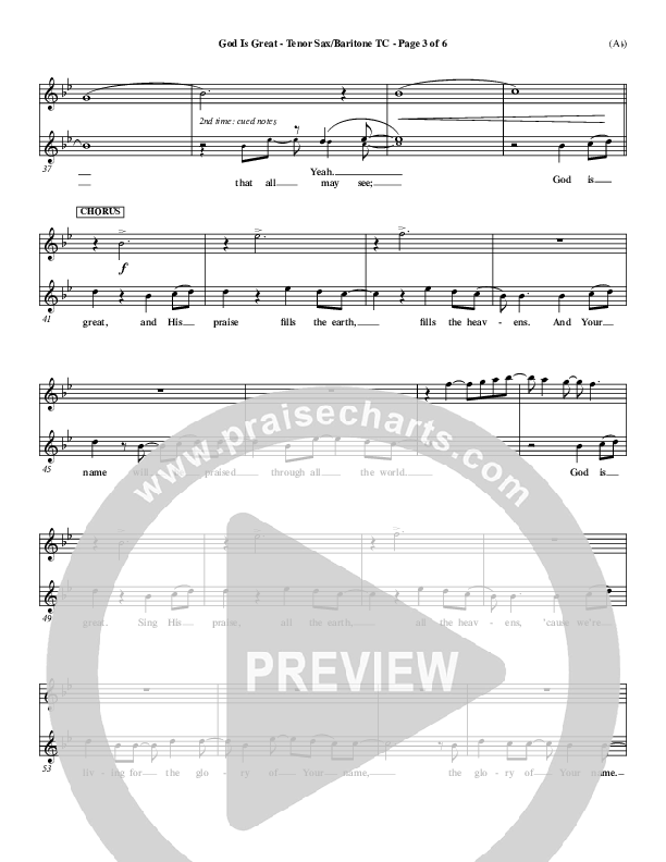 God Is Great Tenor Sax/Baritone T.C. (Marty Sampson)