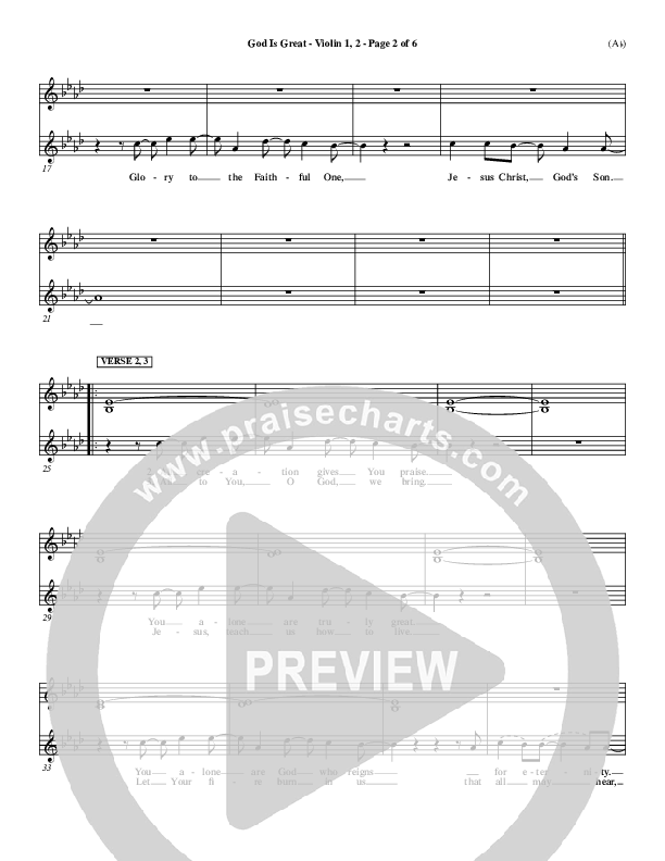 God Is Great Violin 1/2 (Marty Sampson)