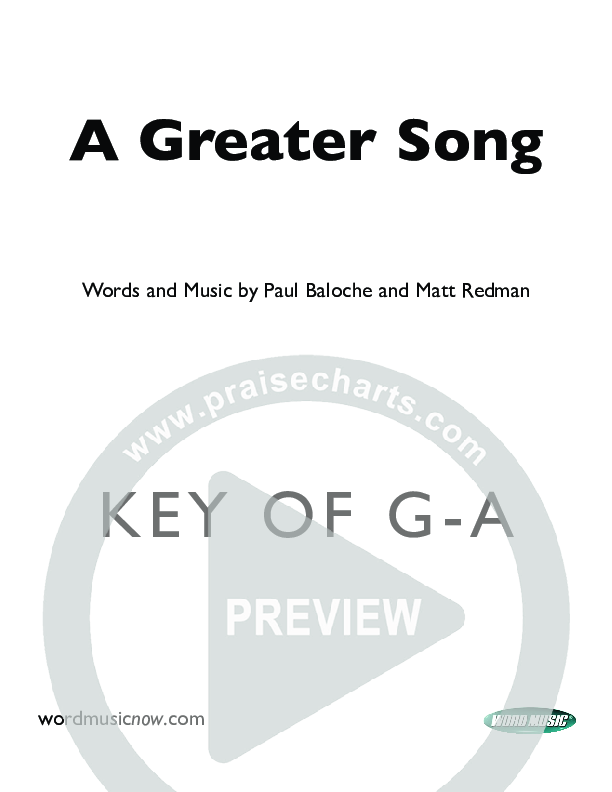 A Greater Song Cover Sheet (Paul Baloche)