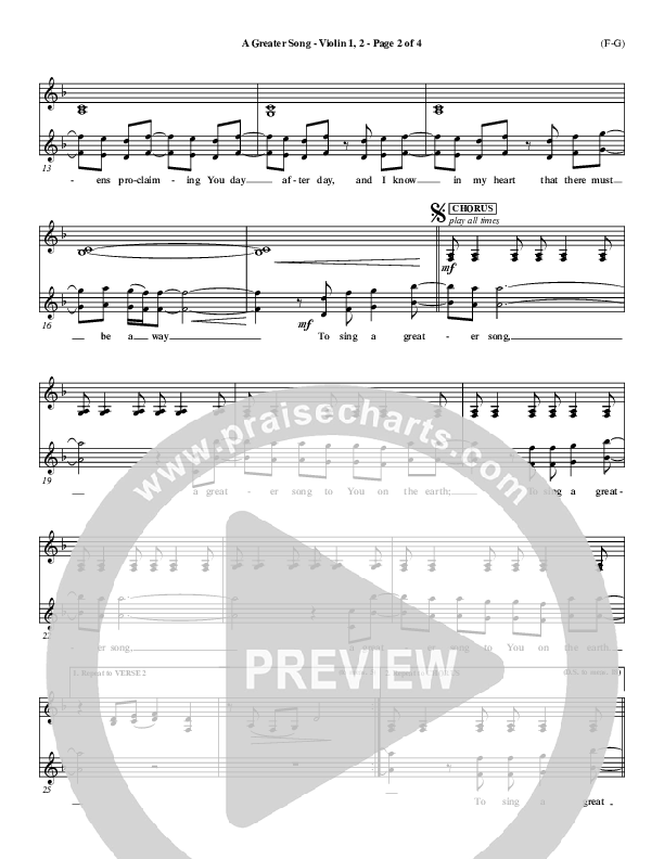 A Greater Song Violin 1/2 (Paul Baloche)