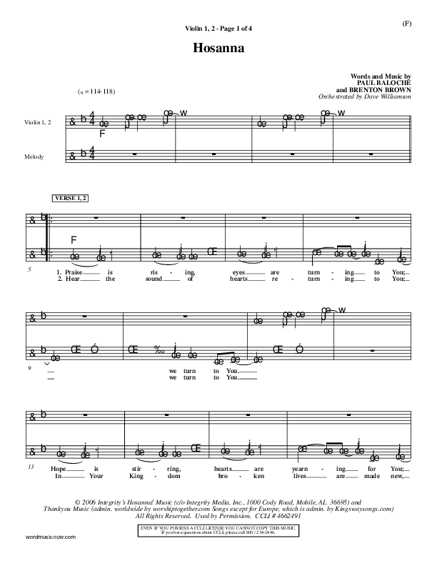 Break Through Violin 1/2 (Tommy Walker)