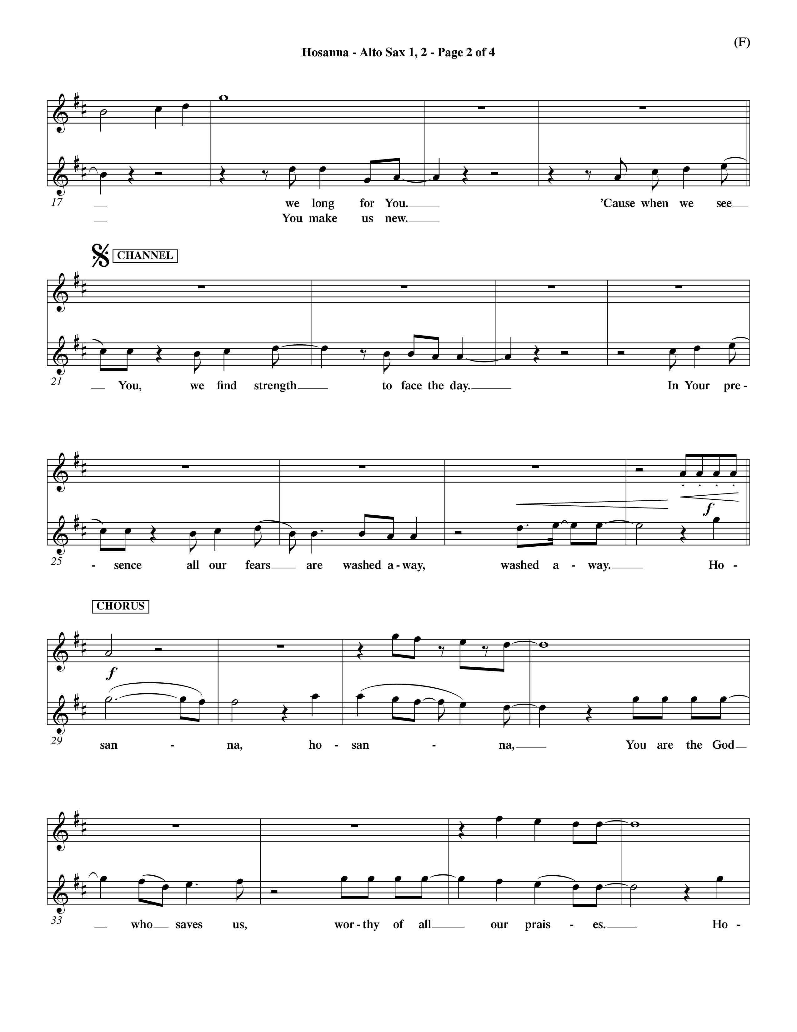 Hosanna (Praise Is Rising) (Choral Anthem SATB) Alto Sax 1/2 (Word Music Choral / Orch. Dave Williamson)