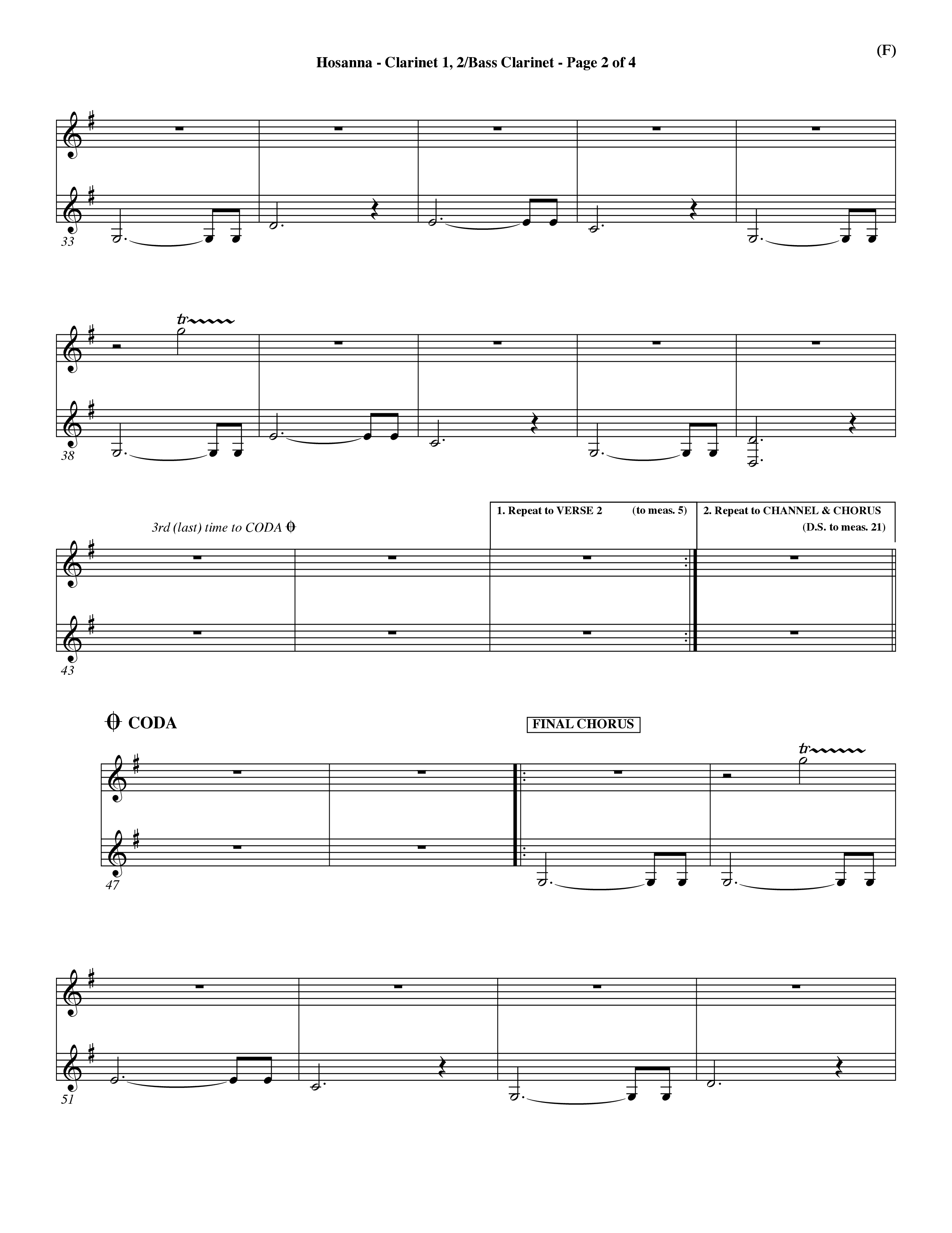 Hosanna (Praise Is Rising) (Choral Anthem SATB) Clarinet 1/2, Bass Clarinet (Word Music Choral / Orch. Dave Williamson)