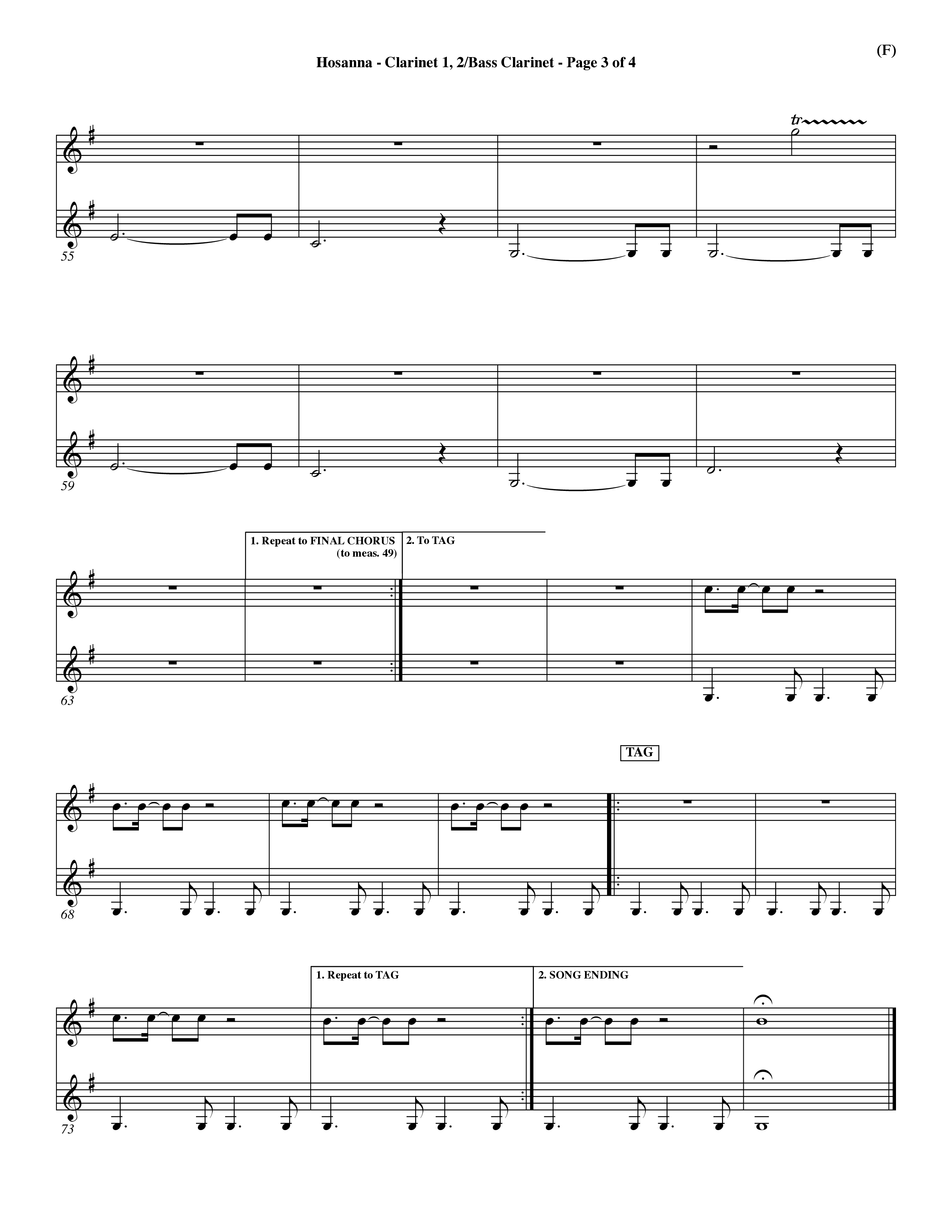 Hosanna (Praise Is Rising) (Choral Anthem SATB) Clarinet 1/2, Bass Clarinet (Word Music Choral / Orch. Dave Williamson)