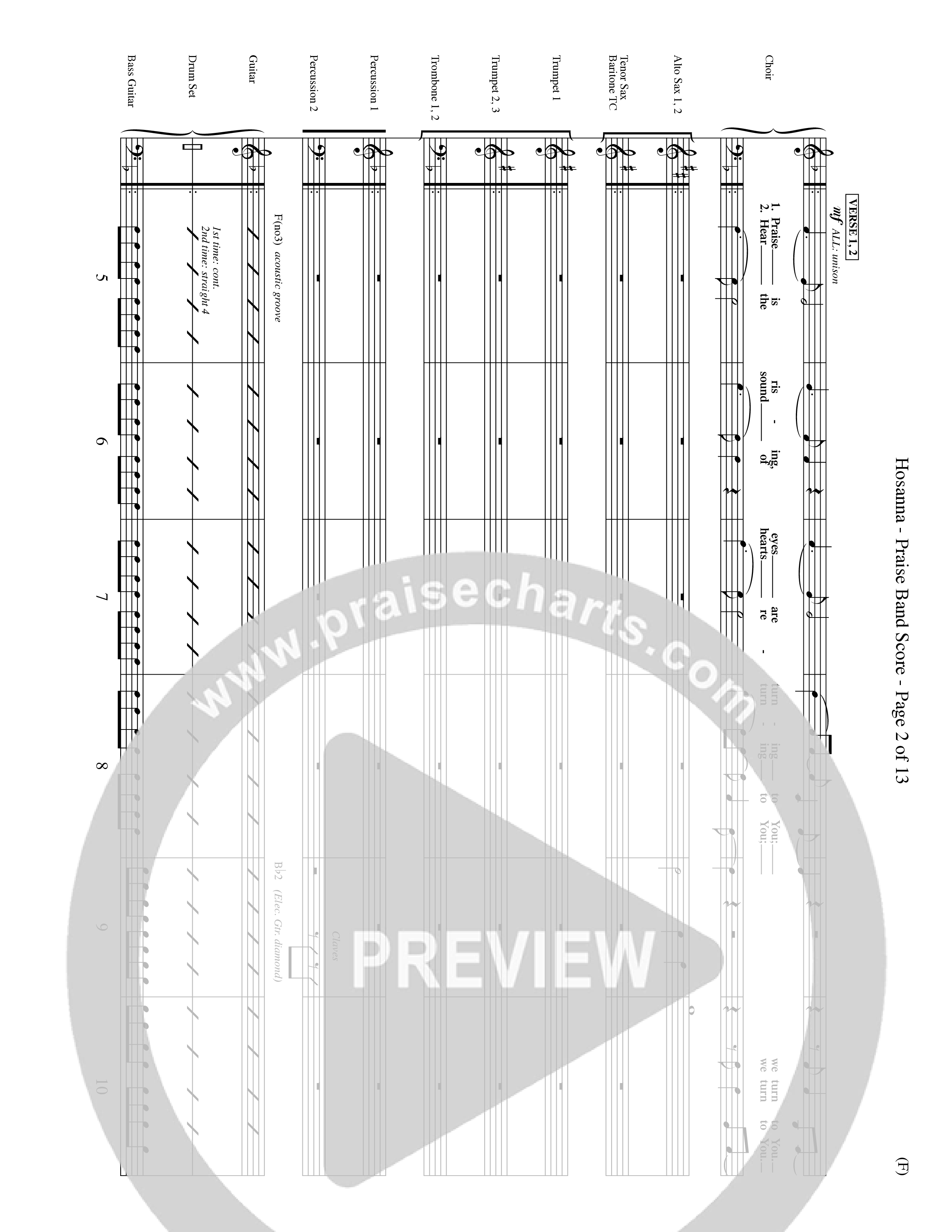 Hosanna (Praise Is Rising) (Choral Anthem SATB) PraiseBand (incl. Brass) (Word Music Choral / Orch. Dave Williamson)