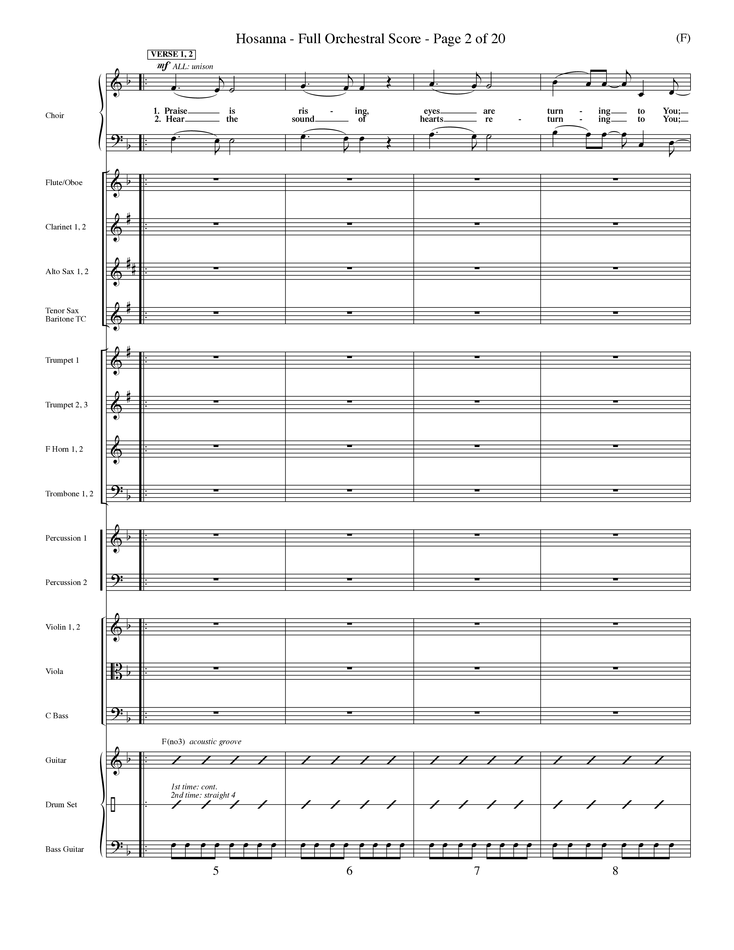 Hosanna (Praise Is Rising) (Choral Anthem SATB) Conductor's Score (Word Music Choral / Orch. Dave Williamson)