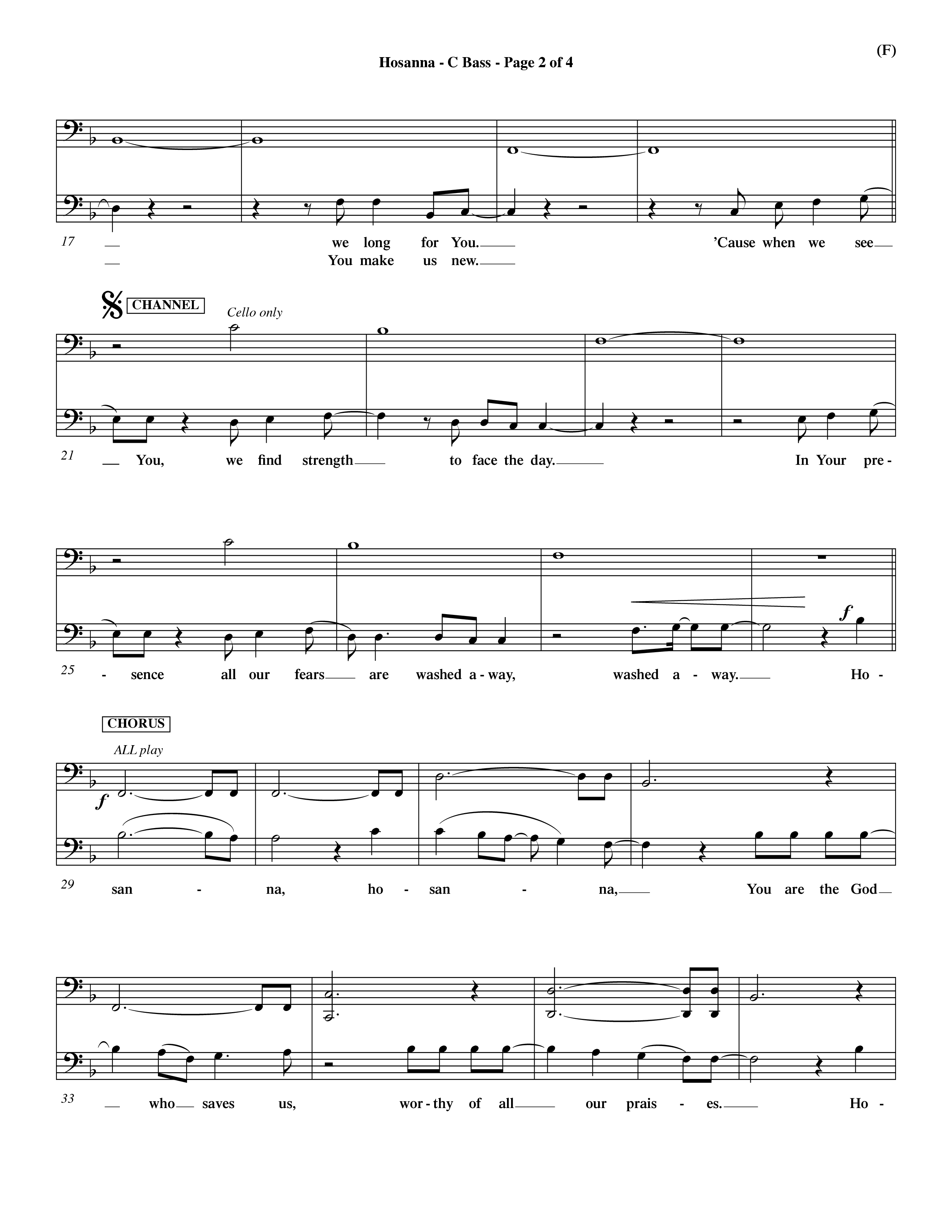 Hosanna (Praise Is Rising) (Choral Anthem SATB) Contrabass (Word Music Choral / Orch. Dave Williamson)
