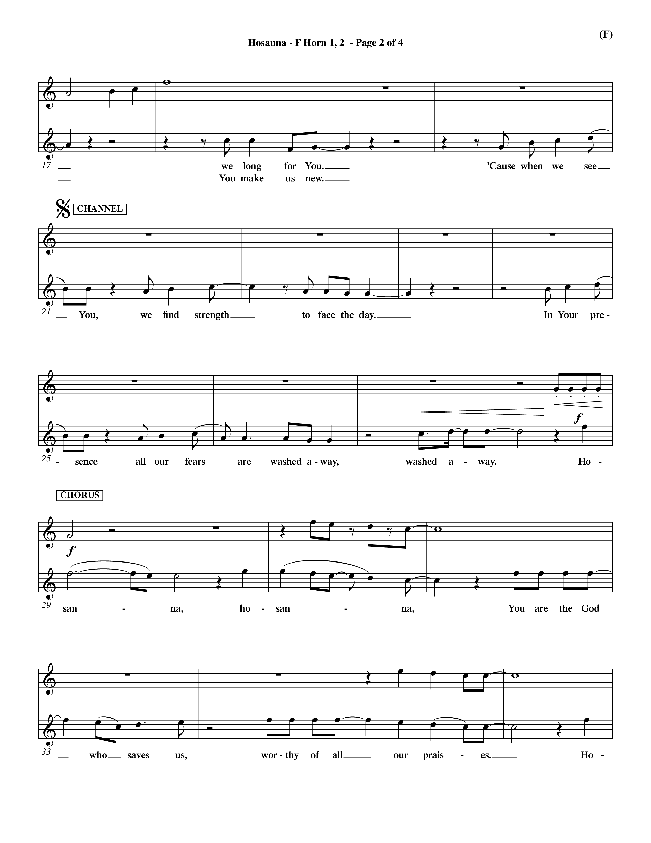 Hosanna (Praise Is Rising) (Choral Anthem SATB) French Horn (Word Music Choral / Orch. Dave Williamson)