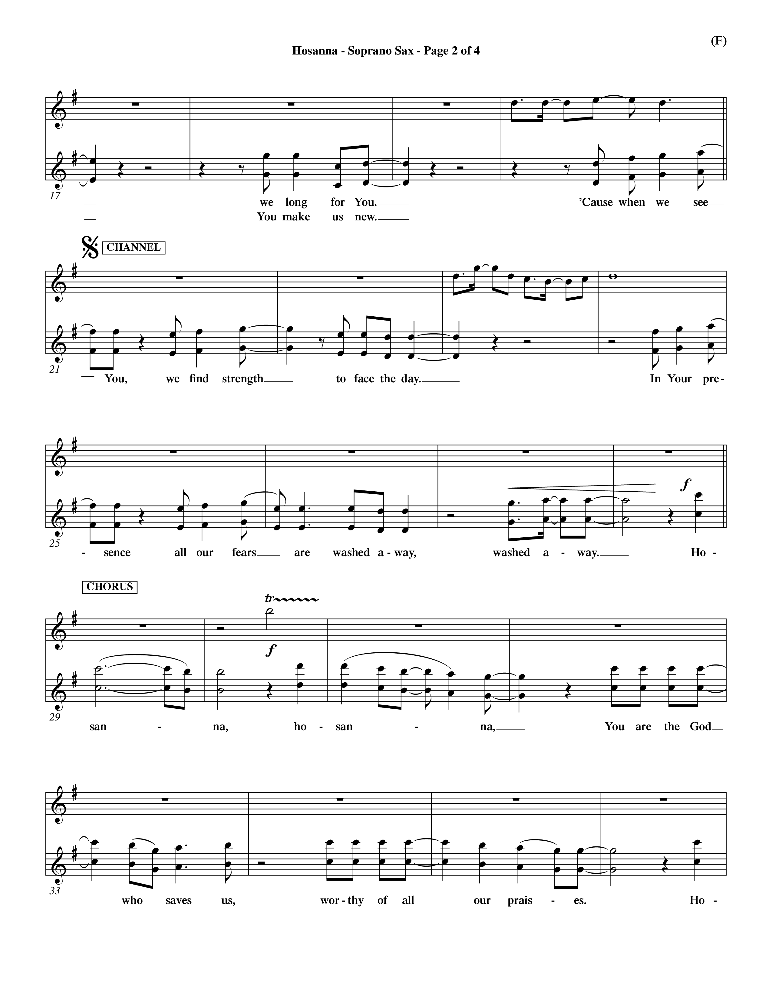 Hosanna (Praise Is Rising) (Choral Anthem SATB) Saxophone (Word Music Choral / Orch. Dave Williamson)