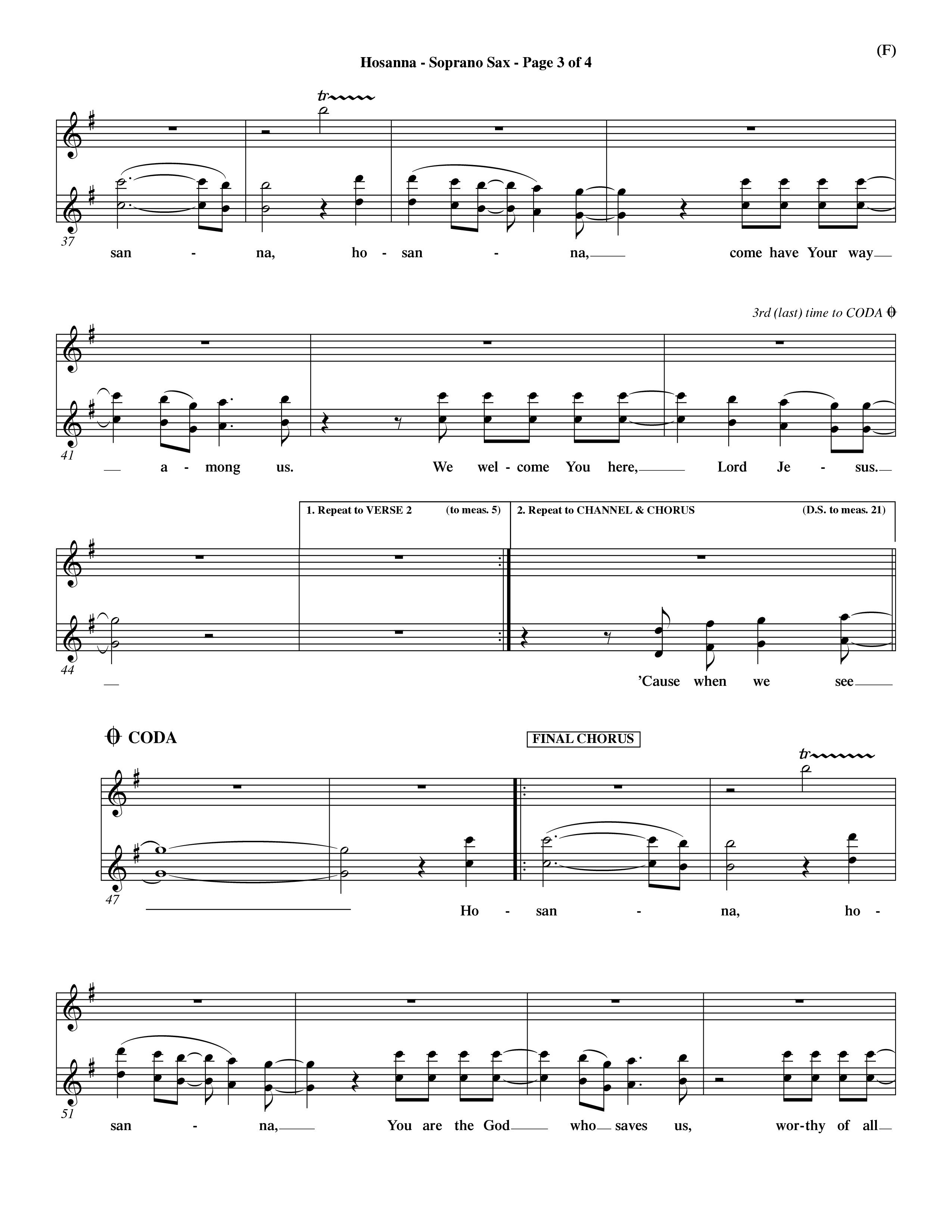 Hosanna (Praise Is Rising) (Choral Anthem SATB) Saxophone (Word Music Choral / Orch. Dave Williamson)