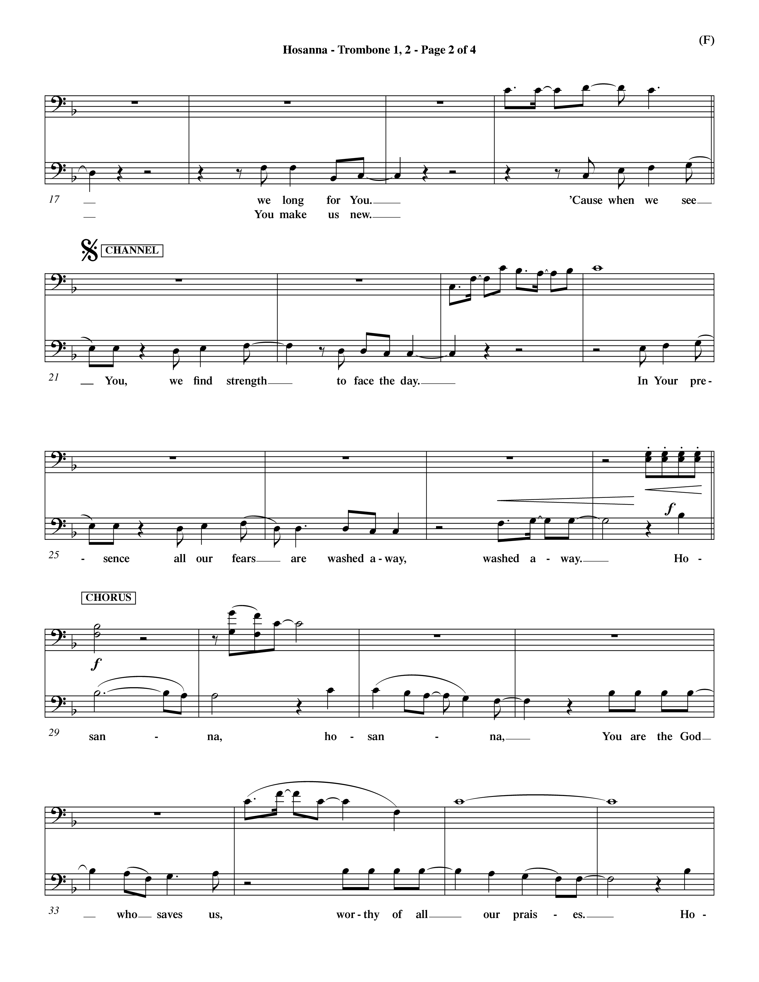 Hosanna (Praise Is Rising) (Choral Anthem SATB) Trombone 1/2 (Word Music Choral / Orch. Dave Williamson)