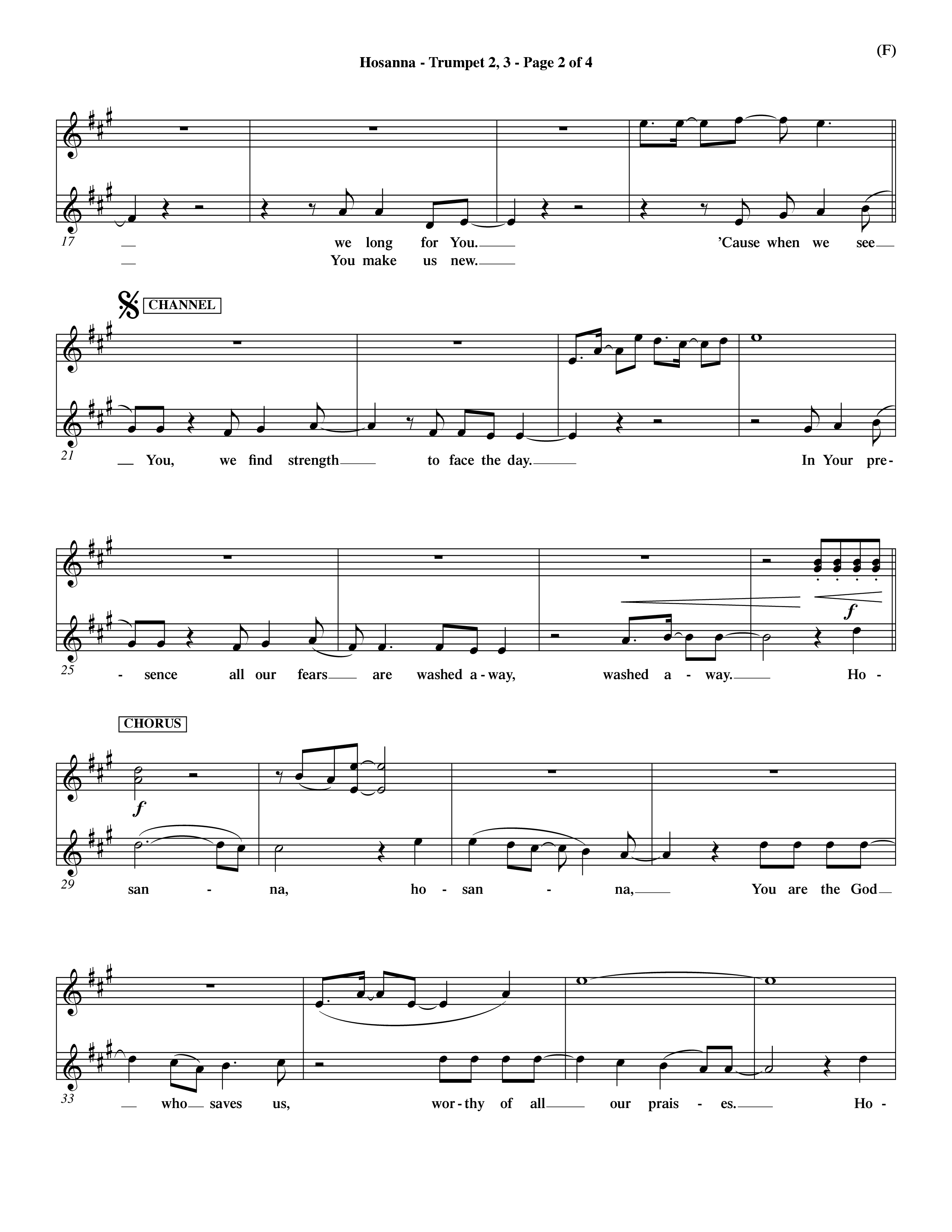 Hosanna (Praise Is Rising) (Choral Anthem SATB) Trumpet 2/3 (Word Music Choral / Orch. Dave Williamson)