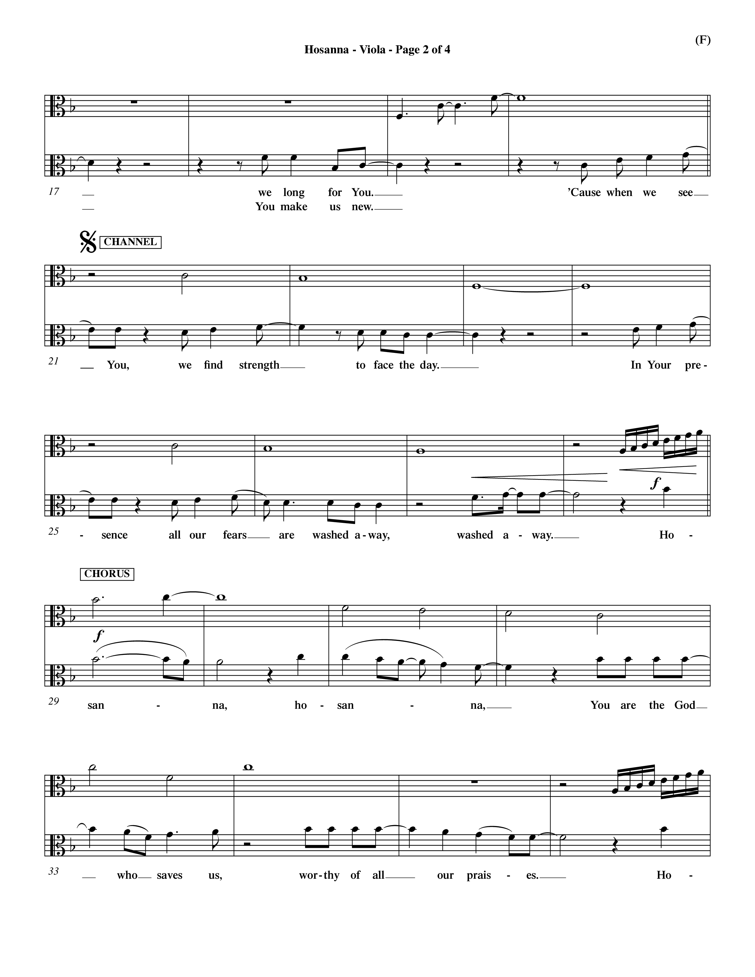 Hosanna (Praise Is Rising) (Choral Anthem SATB) Viola (Word Music Choral / Orch. Dave Williamson)