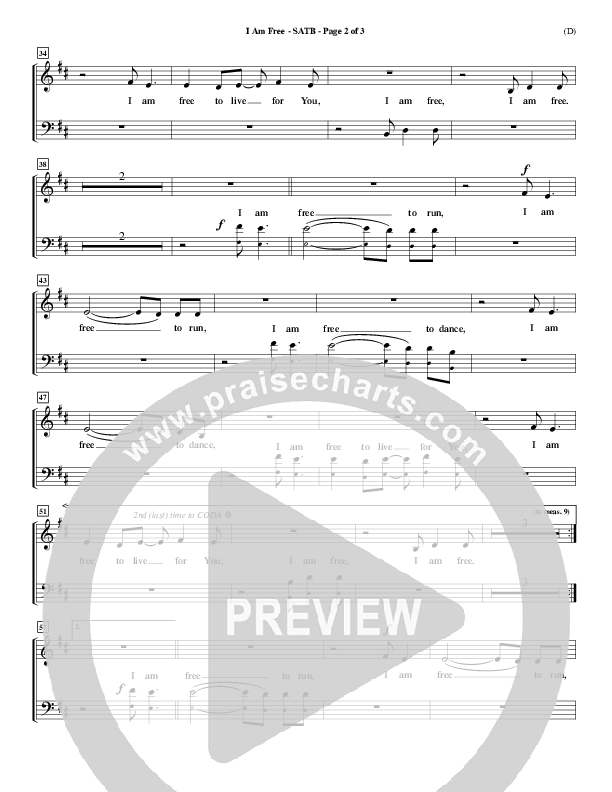 I Am Free Choir Sheet (SATB) (Jon Egan)