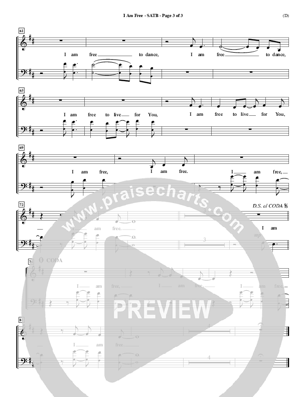 I Am Free Choir Sheet (SATB) (Jon Egan)