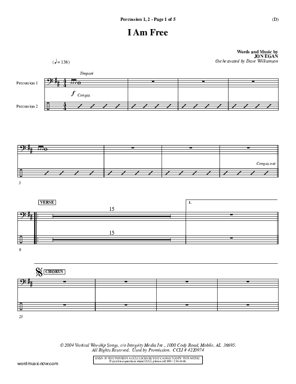I Am Free Percussion 1/2 (Jon Egan)