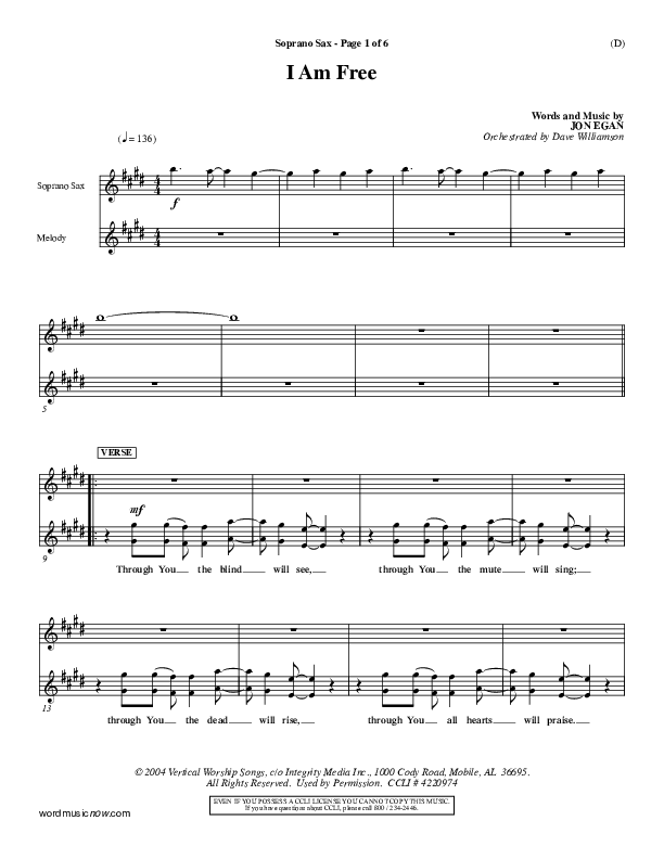 I Am Free Soprano Sax (Jon Egan)