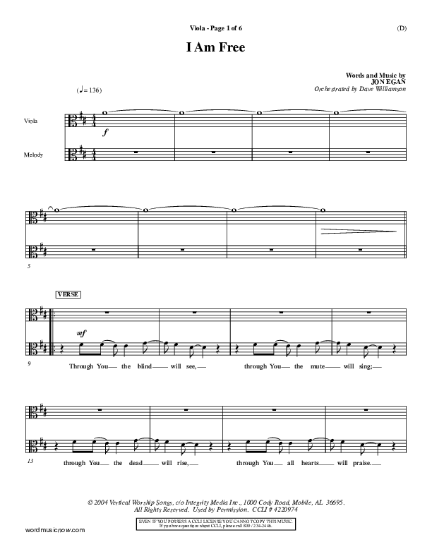 I Am Free Viola (Jon Egan)
