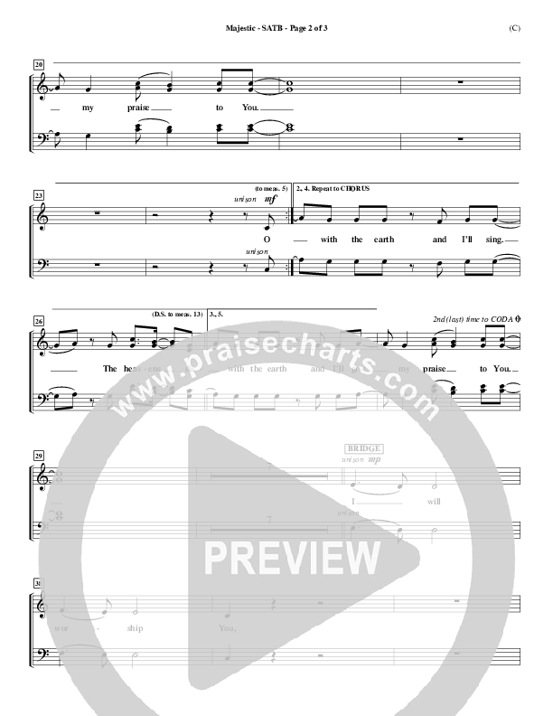 Majestic Choir Sheet (SATB) (Lincoln Brewster)