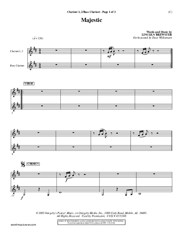 Majestic Clarinet 1/2, Bass Clarinet (Lincoln Brewster)