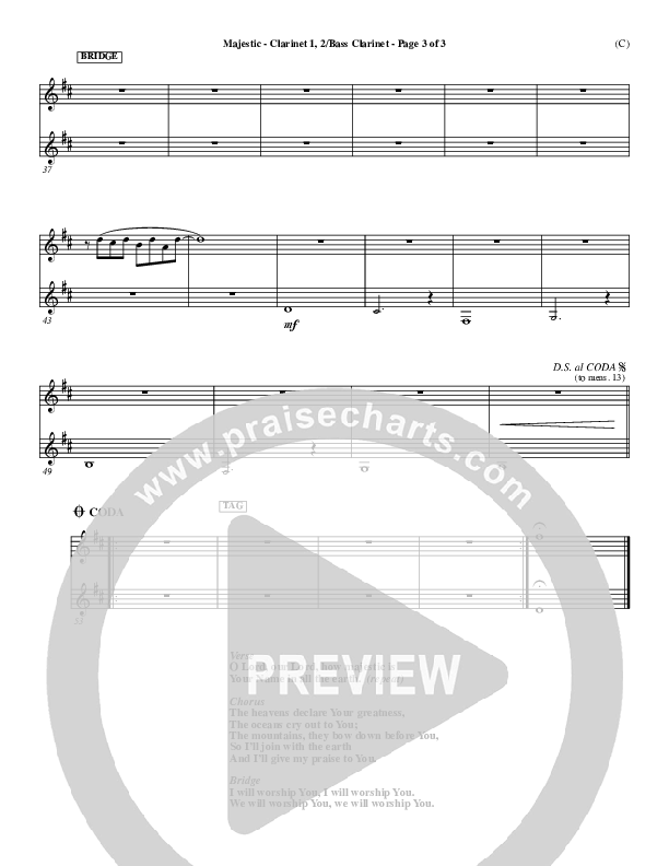 Majestic Clarinet 1/2, Bass Clarinet (Lincoln Brewster)