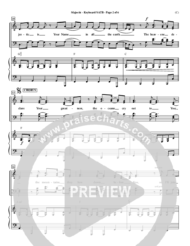 Majestic Piano/Vocal (SATB) (Lincoln Brewster)