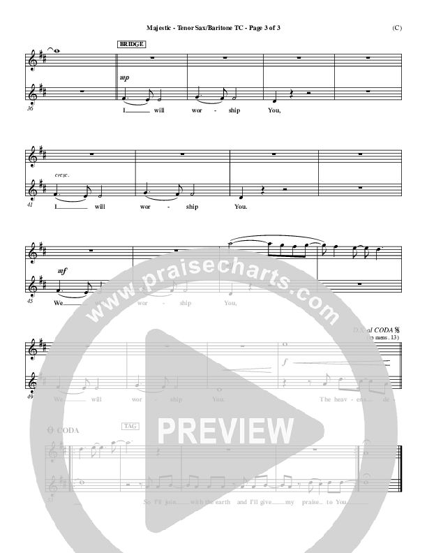 Majestic Tenor Sax/Baritone T.C. (Lincoln Brewster)