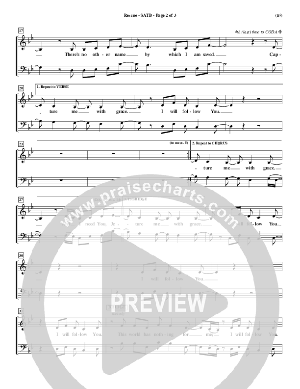 Rescue Choir Sheet (SATB) (Reuben Morgan)