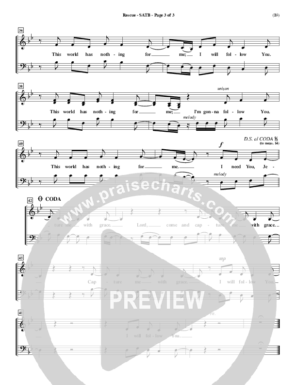 Rescue Choir Sheet (SATB) (Reuben Morgan)
