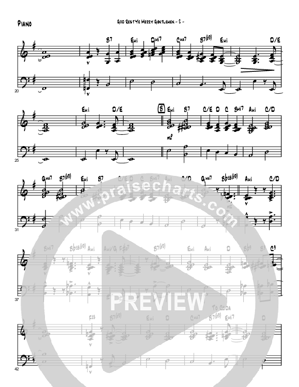 God Rest Ye Merry Gentlemen (Instrumental) Piano Sheet (Brad Henderson)