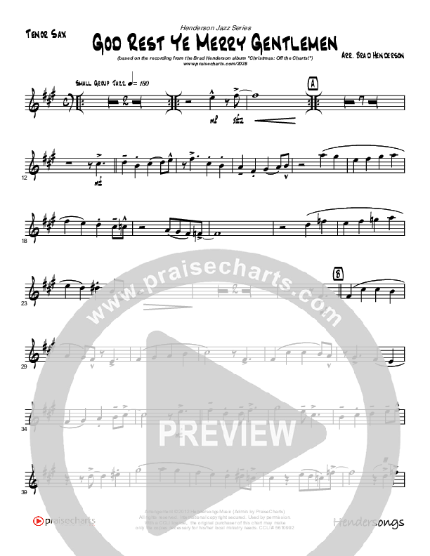 God Rest Ye Merry Gentlemen (Instrumental) Tenor Sax 2 (Brad Henderson)