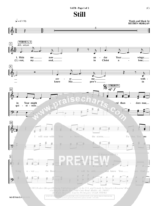 Still Choir Sheet (SATB) (Reuben Morgan)