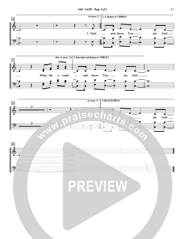 Still Choir Sheet (SATB) (Reuben Morgan)