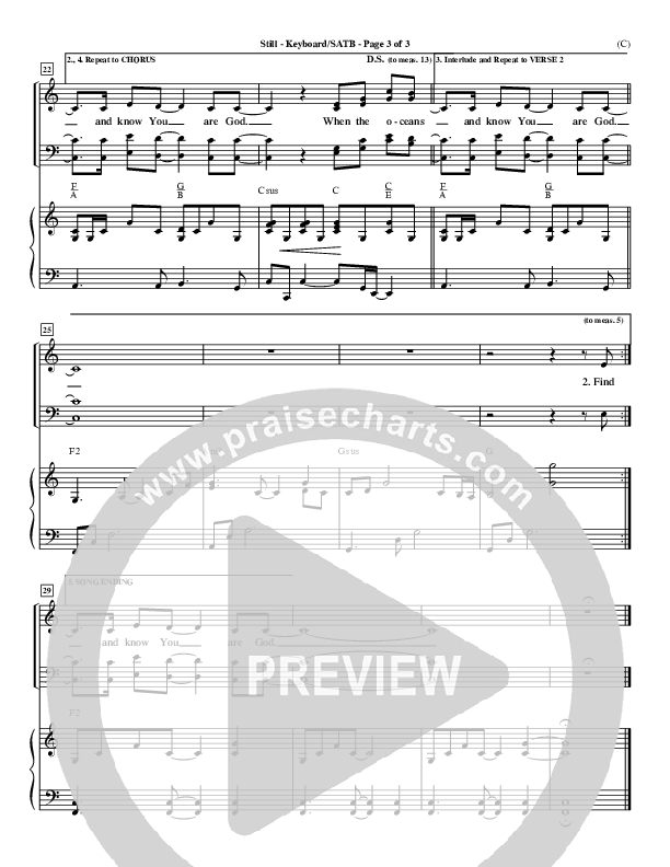 Still Piano/Vocal (SATB) (Reuben Morgan)