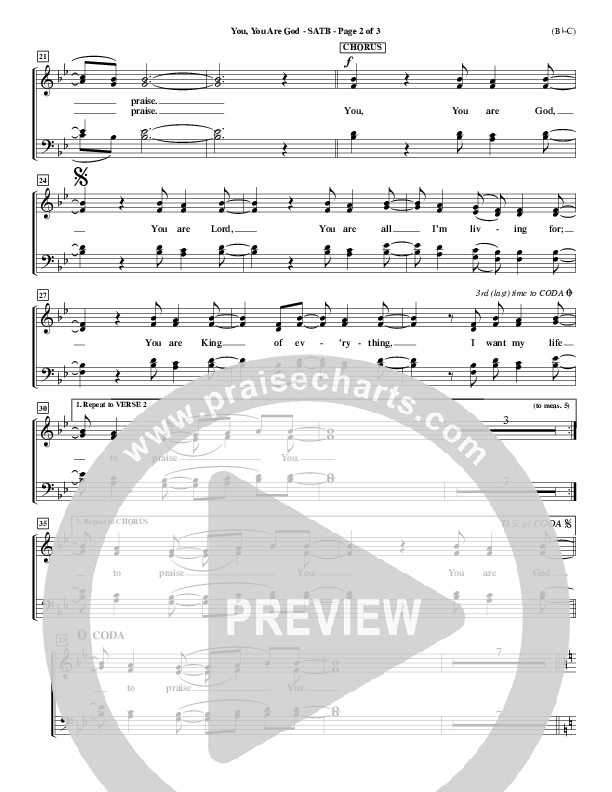 You You Are God Choir Vocals (SATB) (Walker Beach)