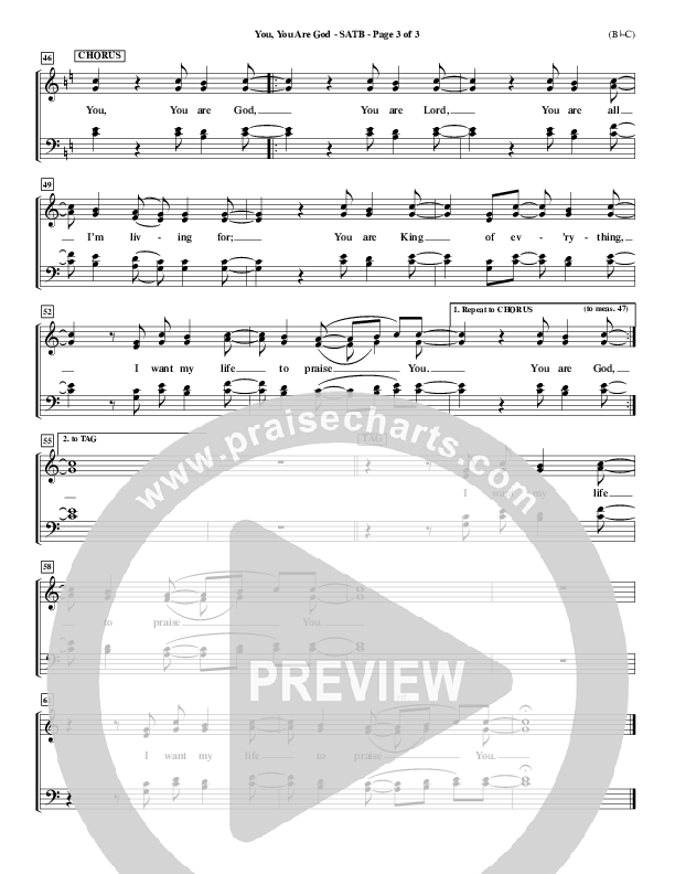 You You Are God Choir Vocals (SATB) (Walker Beach)