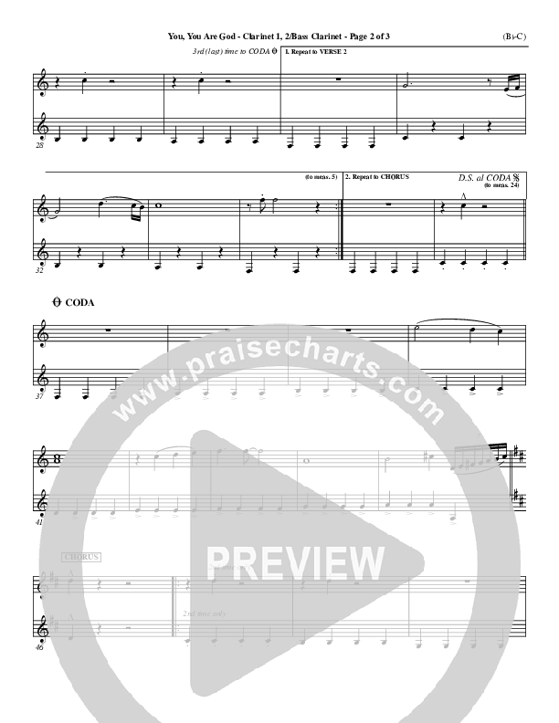 You You Are God Clarinet 1/2, Bass Clarinet (Walker Beach)