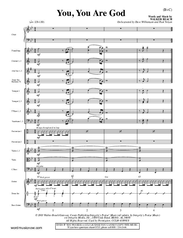 You You Are God Conductor's Score (Walker Beach)