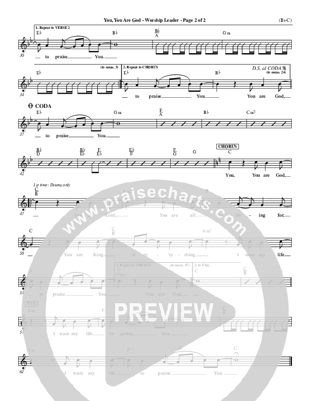 You You Are God Lead Sheet (Walker Beach)