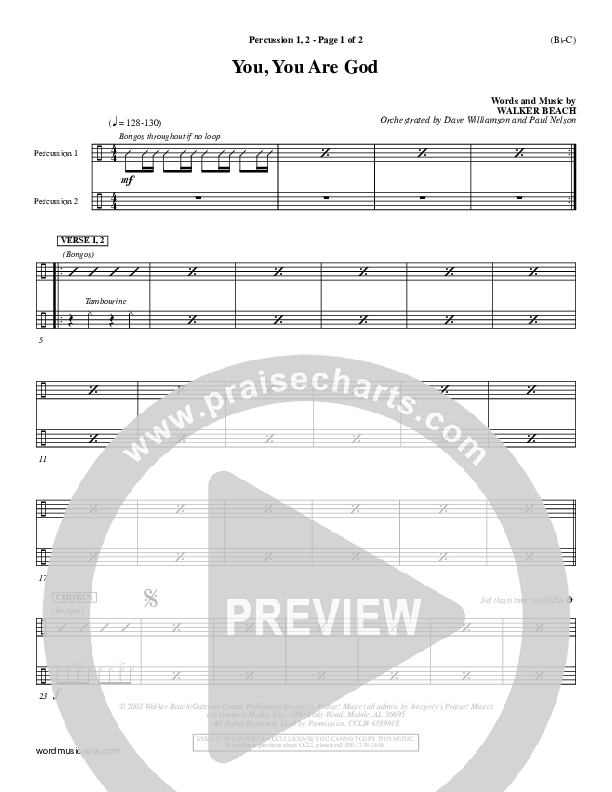 You You Are God Percussion 1/2 (Walker Beach)