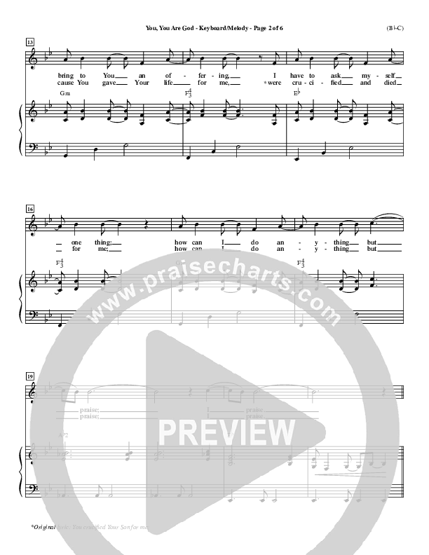 You You Are God Piano/Vocal (Walker Beach)