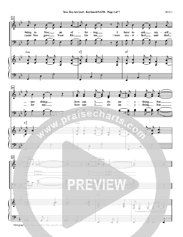 You You Are God Lead Sheet (Walker Beach)