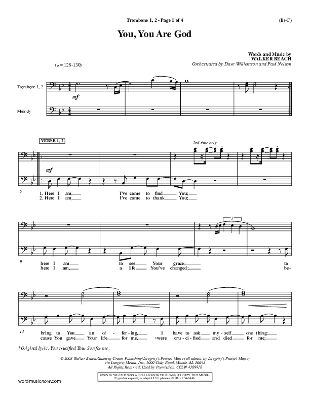 You You Are God Trombone 1/2 (Walker Beach)