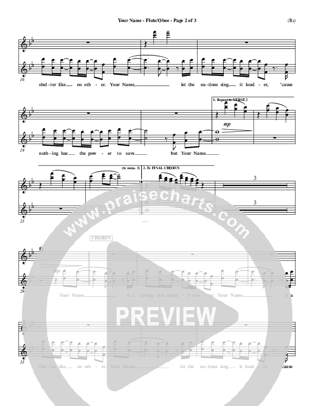 Your Name Flute/Oboe (Paul Baloche)