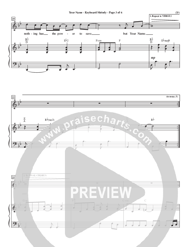 Your Name Piano Sheet (Paul Baloche)