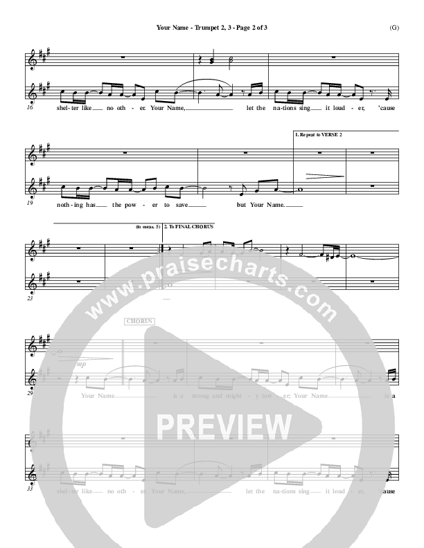 Your Name Trumpet 2/3 (Paul Baloche)